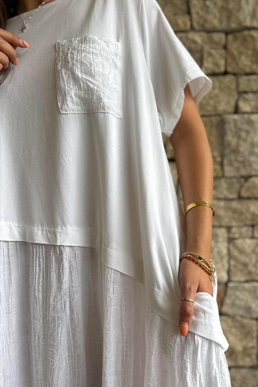 Tasha Damask T Shirt Maxi Dress White